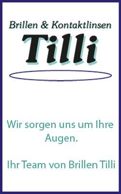 Info Banner mit Firmenlogo von Brillen Tilli